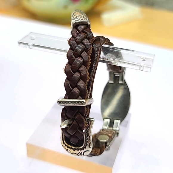 Brighton Vintage 1994 "Braided Conch" Brown Braid Leather w Sunrise Etched Face! - Picture 12 of 14